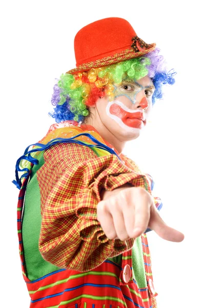 Clown points his finger — Stock Photo, Image
