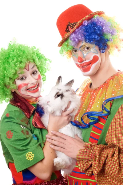 Twee glimlachend clown — Stockfoto