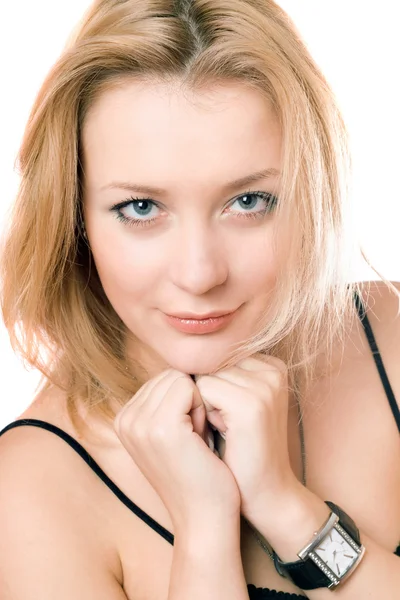 Closeup portrait of a beautiful young blonde — Stock Photo, Image