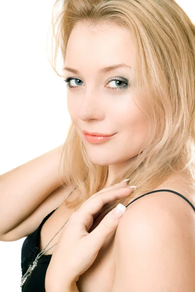 Szexi fiatal blonde Vértes portréja — Stock Fotó