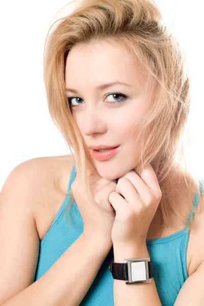 Closeup portrait of attractive young blonde — Stock Photo, Image