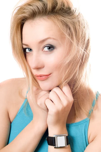 Closeup portrait of lovely young blonde — Stock Photo, Image