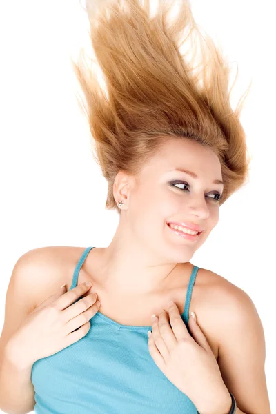 Närbild porträtt av glad blond tjej — Stockfoto