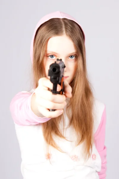 stock image Girl with a pistol.