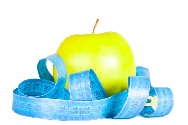 Apple and tape of measurements. — Stock Photo, Image