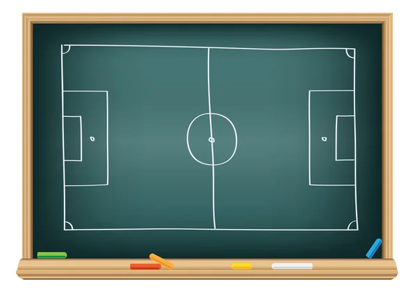Plantilla de pizarra de táctica de juego de fútbol de campo de estrategia  de fútbol esquema de juego de fútbol dibujado a mano ilustración de vector  de plan de deporte de pizarra
