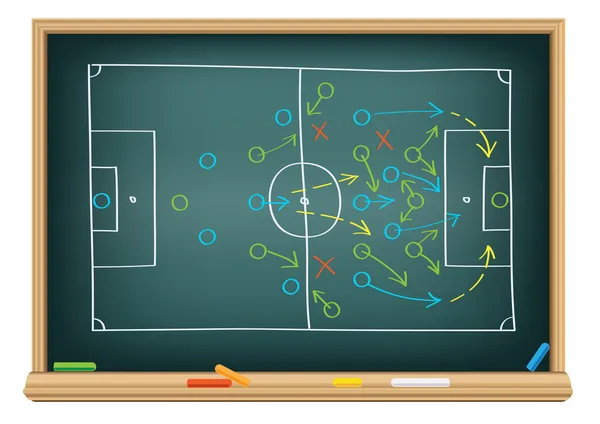Soccer strategy on the blackboard — Stock Vector