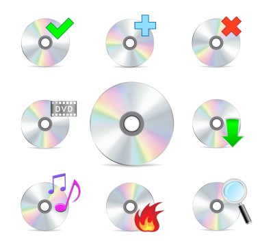 Cd dvd disk set clipart