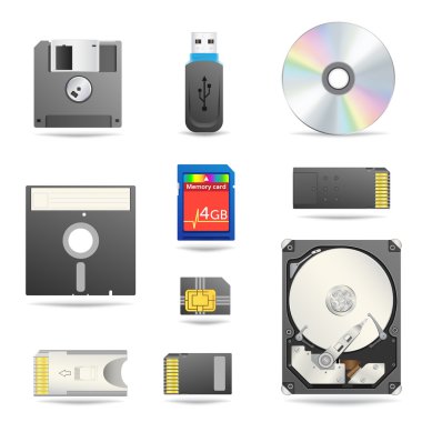 Digital data devices icon set clipart