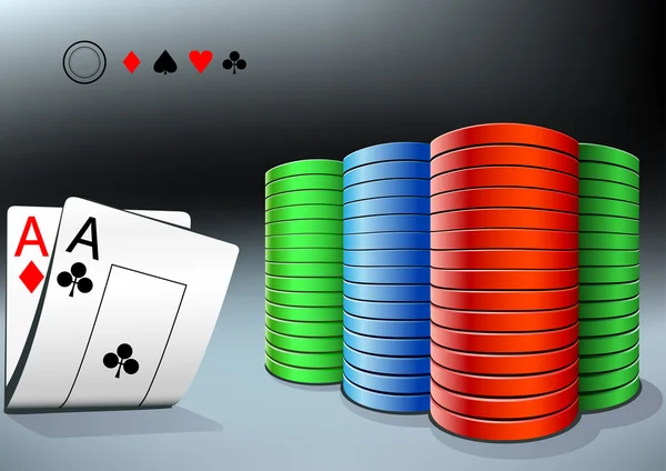 Jetons de poker et deux as — Image vectorielle