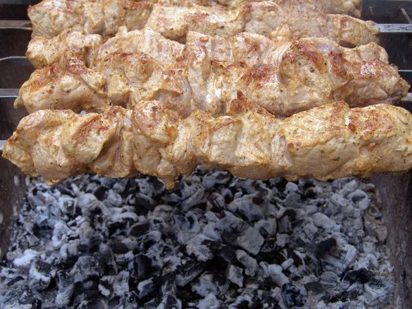 Preparação de kebab de shisw4 — Fotografia de Stock