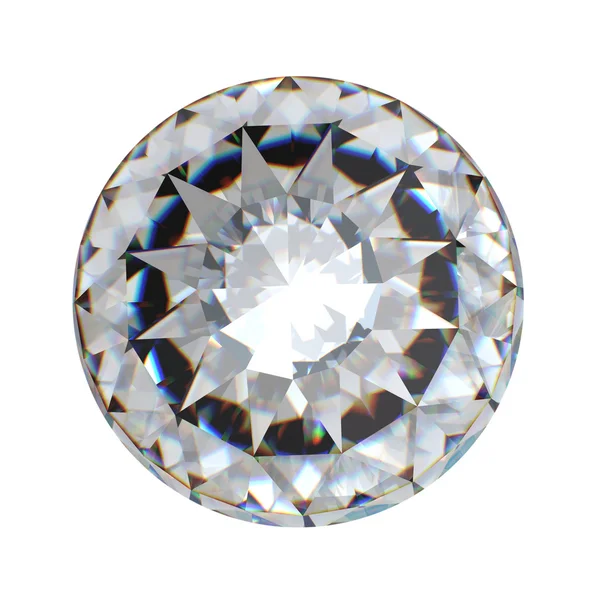 Redondo brilhante corte diamante perspectiva isolada — Fotografia de Stock