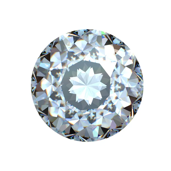 Genialny rundy cięcia diamentów perspektywy na białym tle — Zdjęcie stockowe