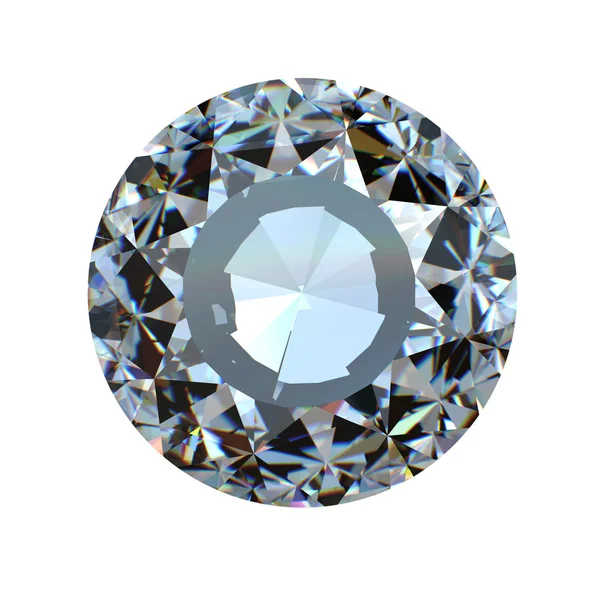 Ronde brilliant cut diamond perspectief geïsoleerd — Stockfoto