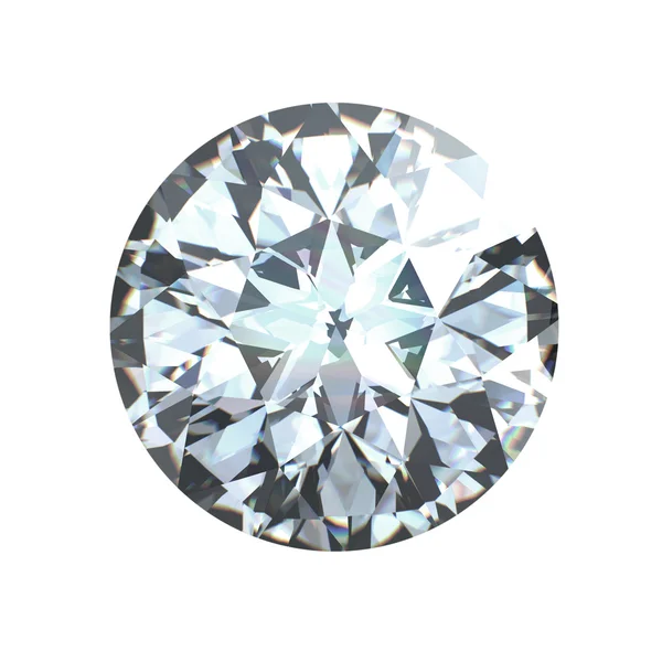 Redondo brilhante corte diamante perspectiva isolada — Fotografia de Stock