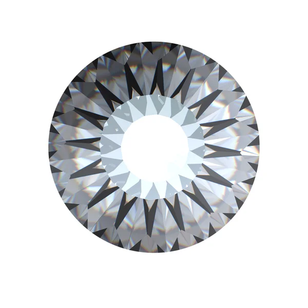 Runde Brillantschliff Diamant Perspektive isoliert — Stockfoto
