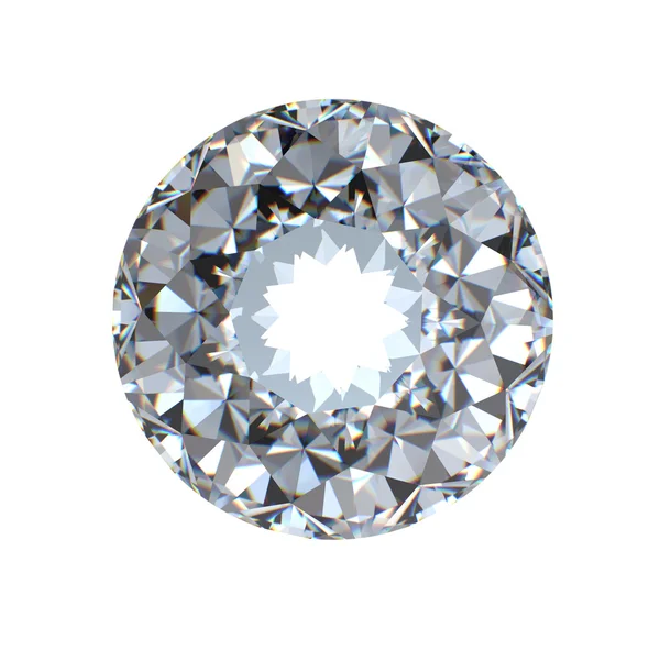 Diamant rond taille brillant perspective isolé — Photo