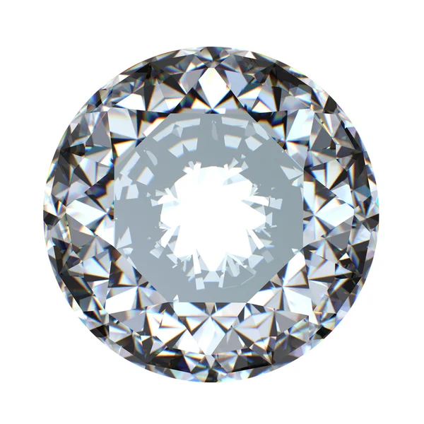 Kerek briliáns csiszolású gyémánt perspektíva elszigetelt — Stock Fotó