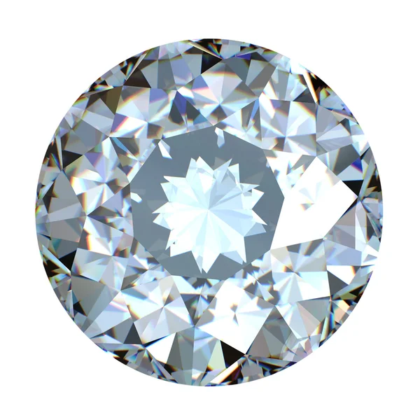 Ronde brilliant cut diamond perspectief geïsoleerd — Stockfoto