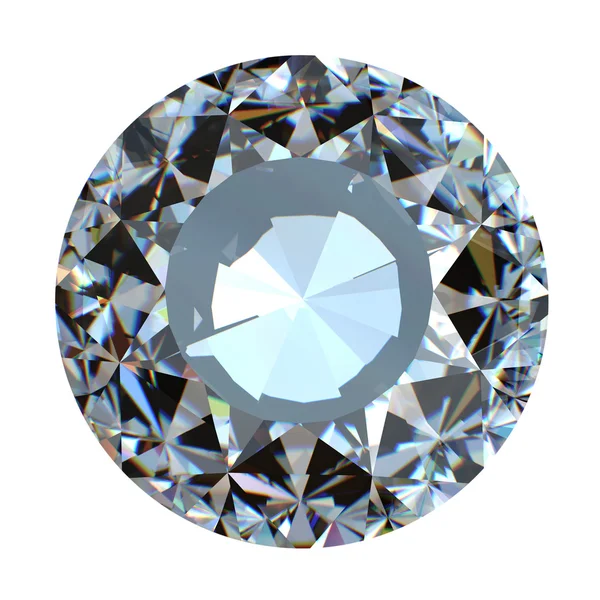 Runde Brillantschliff Diamant Perspektive isoliert — Stockfoto