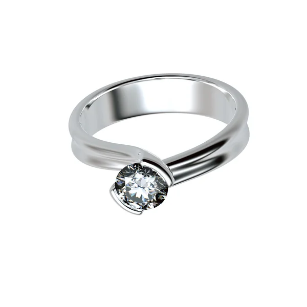 Ring with diamond isolated — Stock Photo, Image