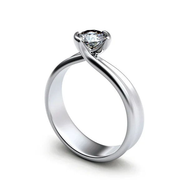 Ring mit Diamant isoliert — Stockfoto