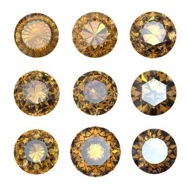 Set of round citrine clipart