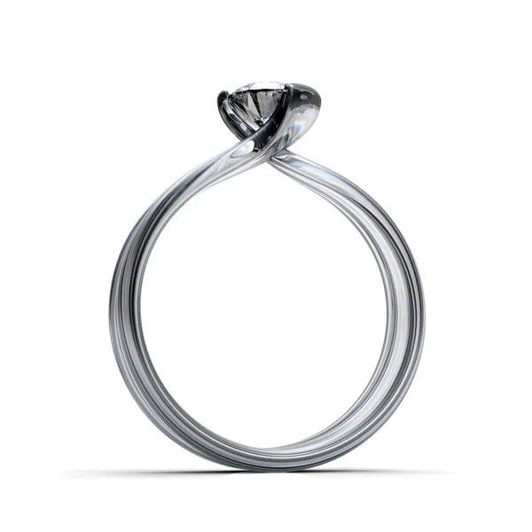 Кольцо с изолированным алмазом — стоковое фото
