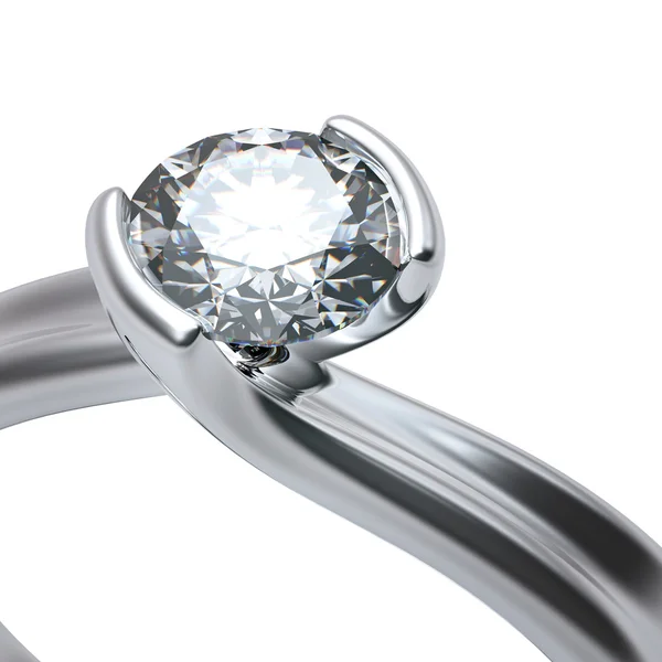 Кольцо с изолированным алмазом — стоковое фото