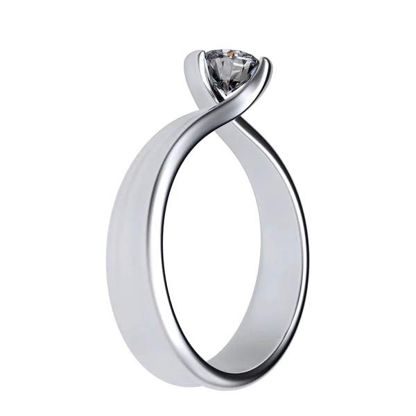 Ring met diamant geïsoleerd — Stockfoto