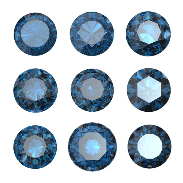 Набор круглых голубых сапфиров — стоковое фото