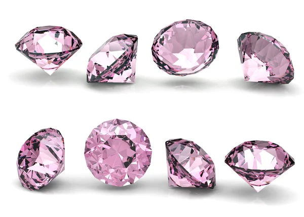 Collection of round pink diamond — Stock Photo, Image