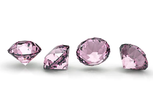 Samling av runda rosa diamant — Stockfoto