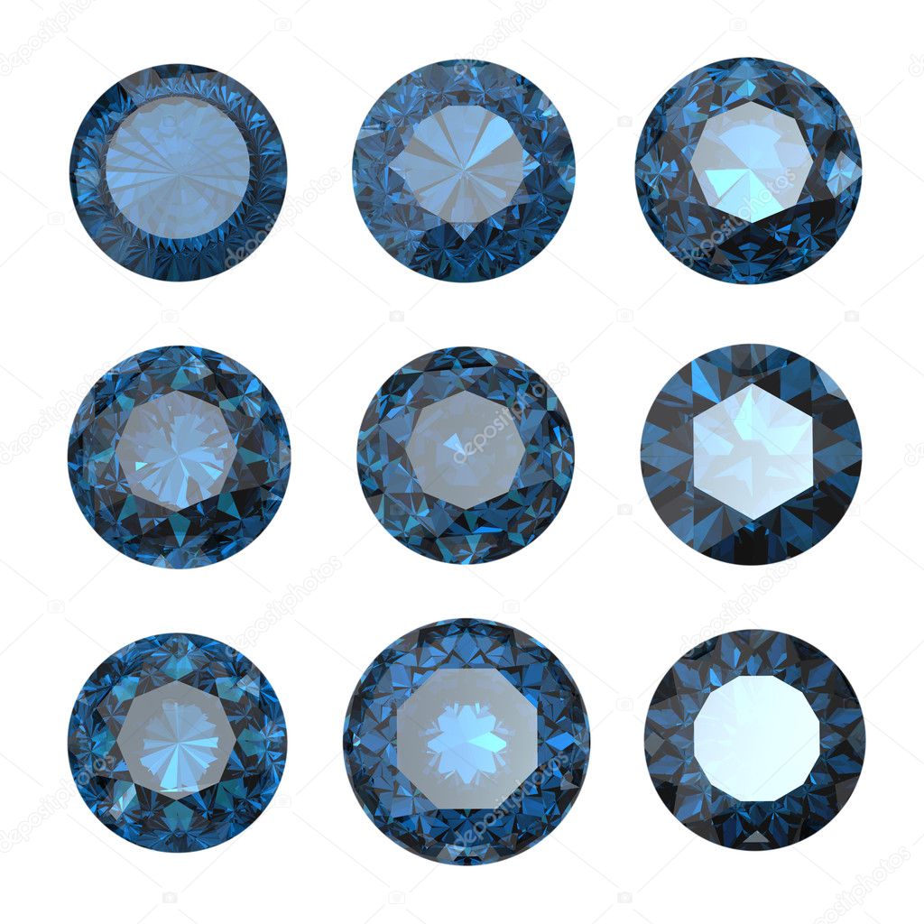 Set of round blue sapphire