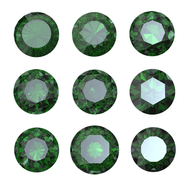 Smeraldo rotondo isolato. Pietra preziosa — Foto Stock