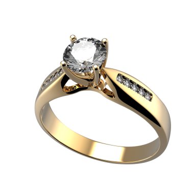 Ring with diamond isolated clipart