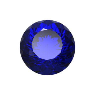 Round blue sapphire isolated. Gemstone clipart