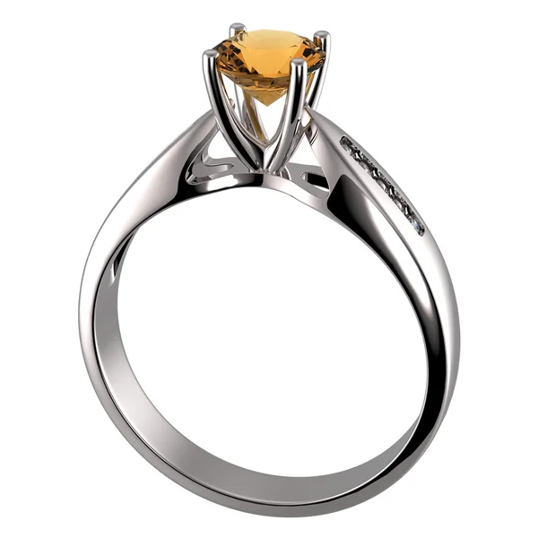 Ring mit Diamant isoliert — Stockfoto