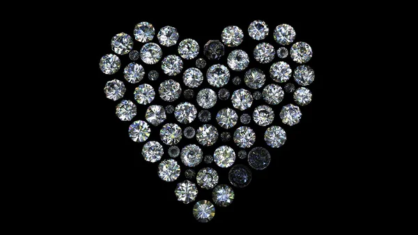 Zestaw diament okrągły kształt serca — Zdjęcie stockowe