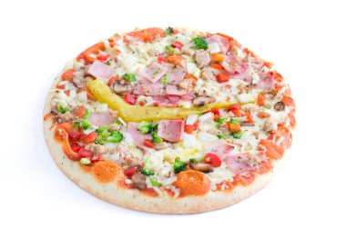 beyaz zemin üzerinde pizza