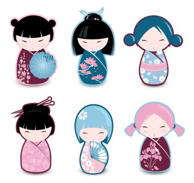 Kokeshi dolls clipart