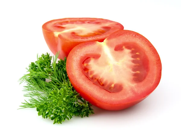 Tomatoes with green — Stock Photo, Image