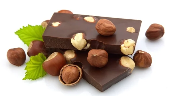 Chocolate delicioso com nozes — Fotografia de Stock