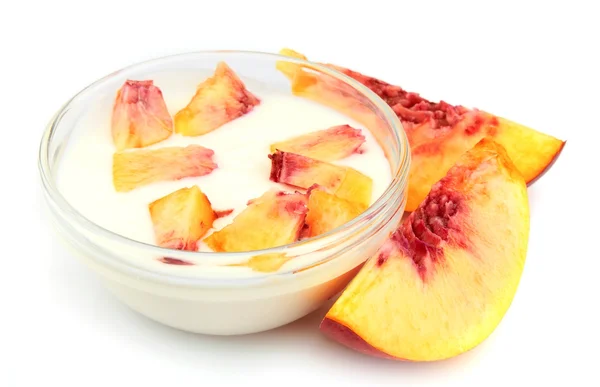 Yogurt with peach — Stock Photo, Image