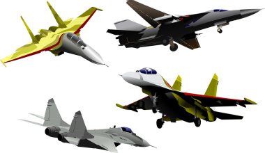 Four military aircrafts Vector illustration clipart