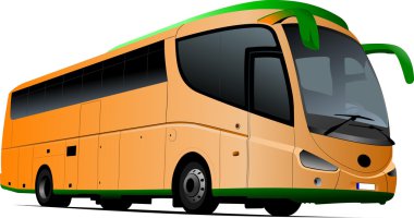 Tourist orange bus. Coach. Vector illustration clipart