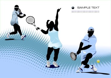 Three Tennis players. Vector illustration clipart