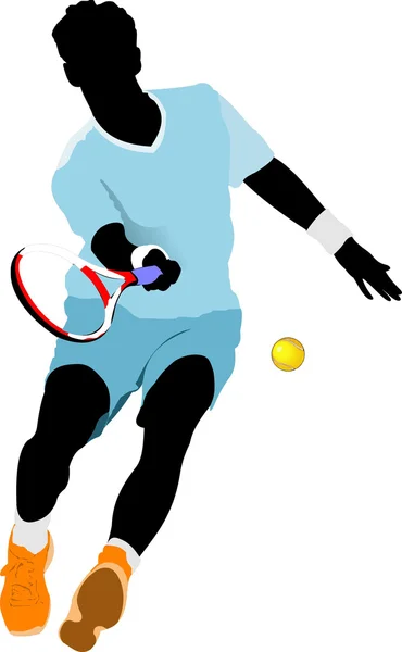 테니스 선수. 디자이너들을 위한 컬러 Vector 삽화 — 스톡 벡터