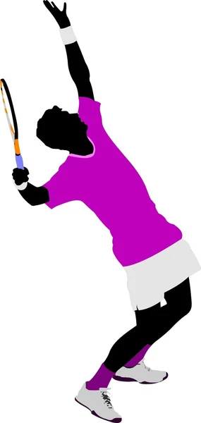 Jugador de tenis. Ilustración vectorial coloreada para diseñadoresv — Archivo Imágenes Vectoriales