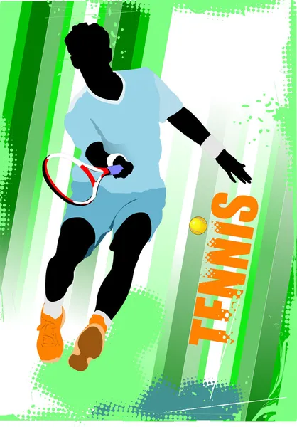 Plakat tenisisty. Kolorowy wektor ilustracji dla projektantów — Wektor stockowy
